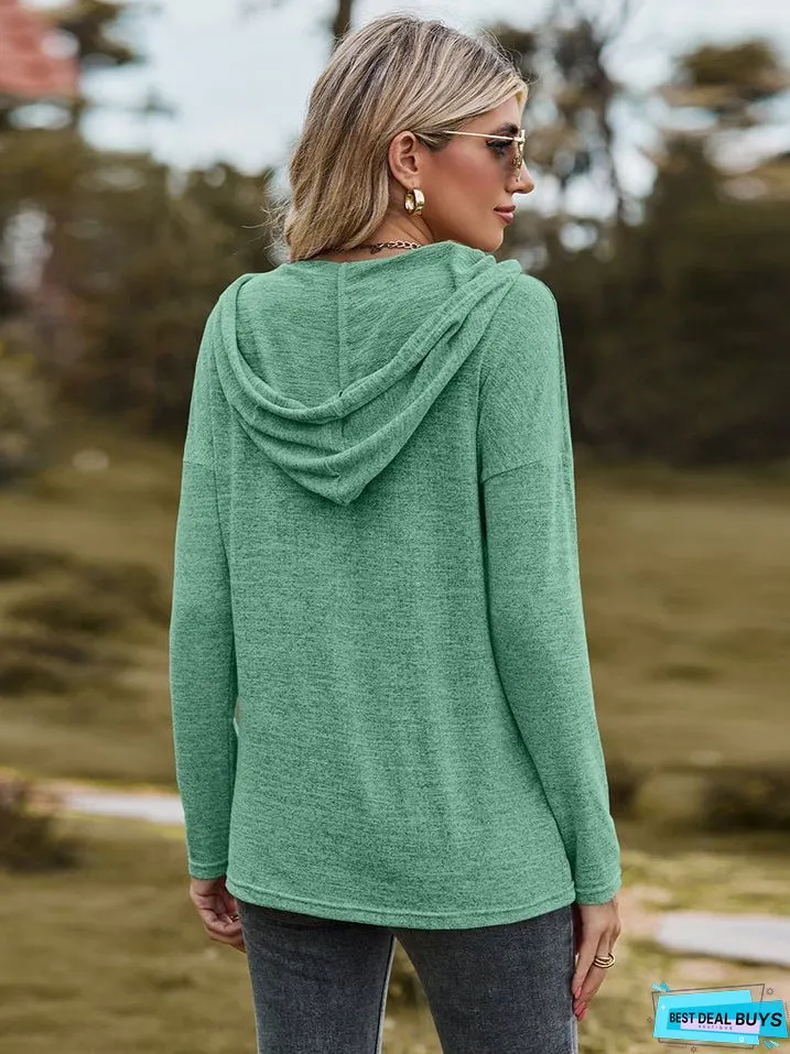 Dropped Shoulder Hooded Blouse
