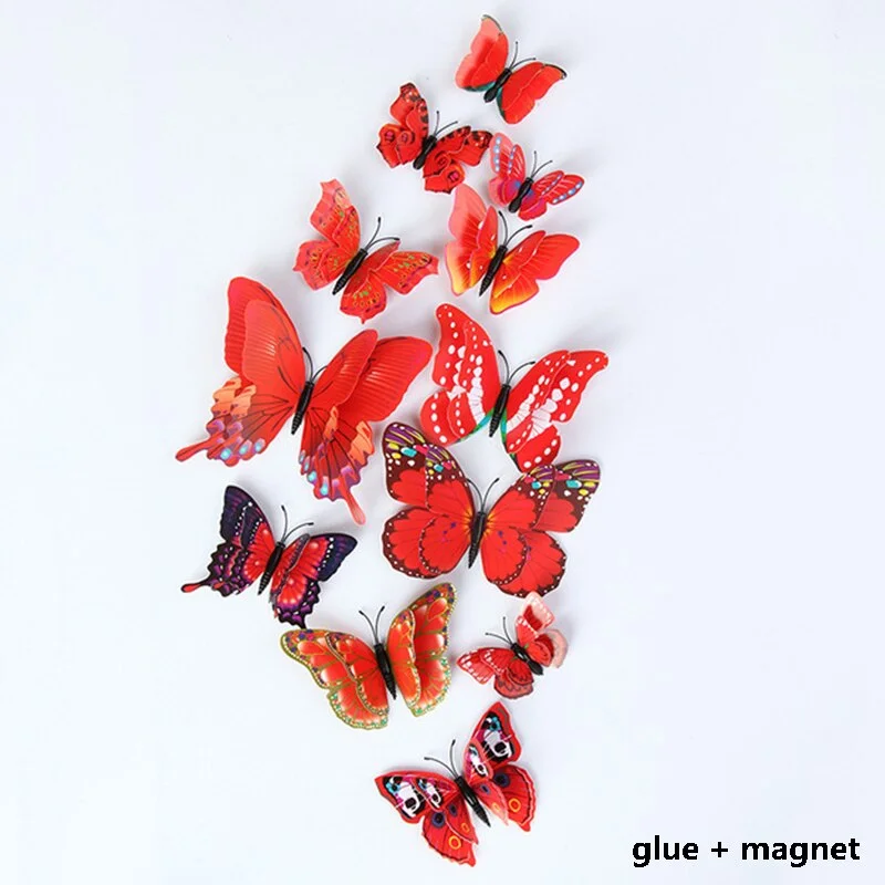 3D Blue Color butterfly Simulation PVC Wall Stickers Fridge magnet Decorative painting accessories living room decoration modern