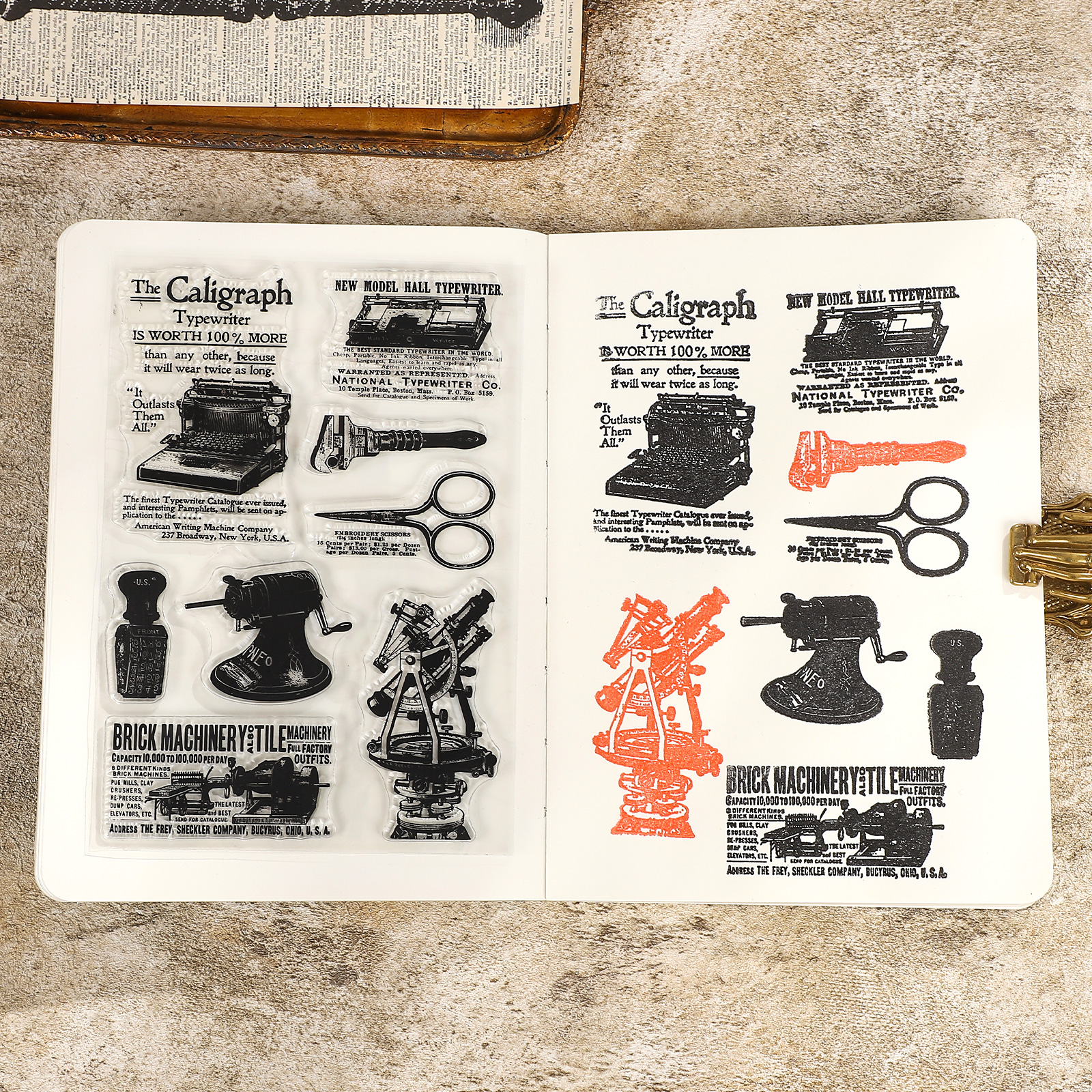 Transparent Silicone Stamp - Vintage Door Window Hot Air Balloon Phone Booth Landscape 