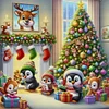Christmas Penguins-11CT Stamped Cross Stitch 50*50cm/19.69*19.69in