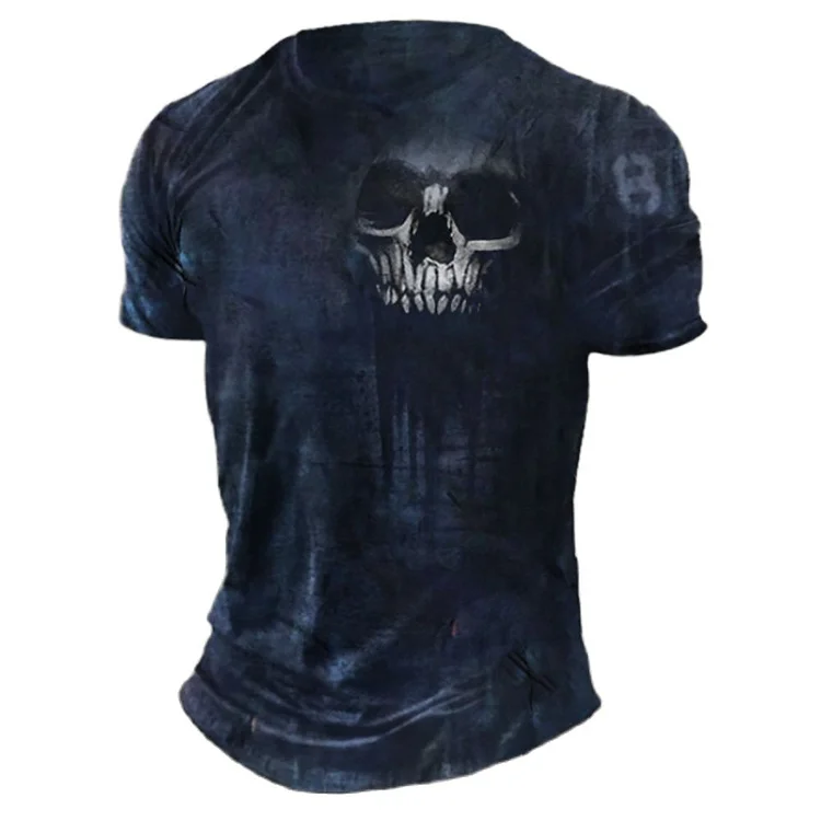 3D Vintage Horror Skull Top Hip Hop Rock Streetwear O-neck Short Sleeve Tee Oversized T-Shirt at Hiphopee