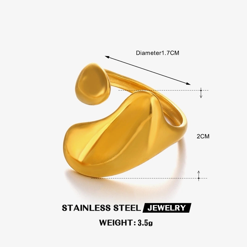 IG Style Minimalist Irregular 304 Stainless Steel 18K Gold Plated Polishing Open Rings
