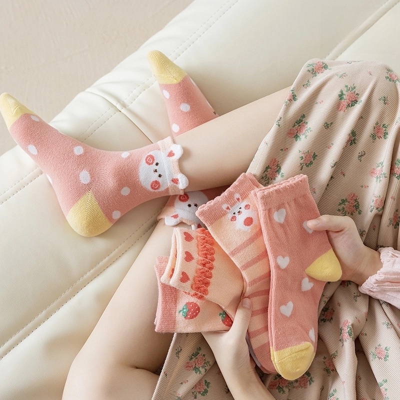 Autumn And Winter Children’s Socks Boys And Girls Mid-calf Socks Cartoon Cute Bunny Cotton Socks Baby Socks