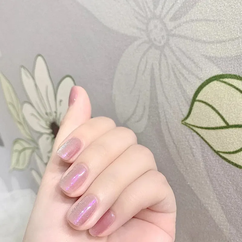24pcs Green Color False Nails Glitter Style Short Full Colver Acrylic Fashion Fake Nails With Glue DIY Art Manicure Products TY-Nail Inspo