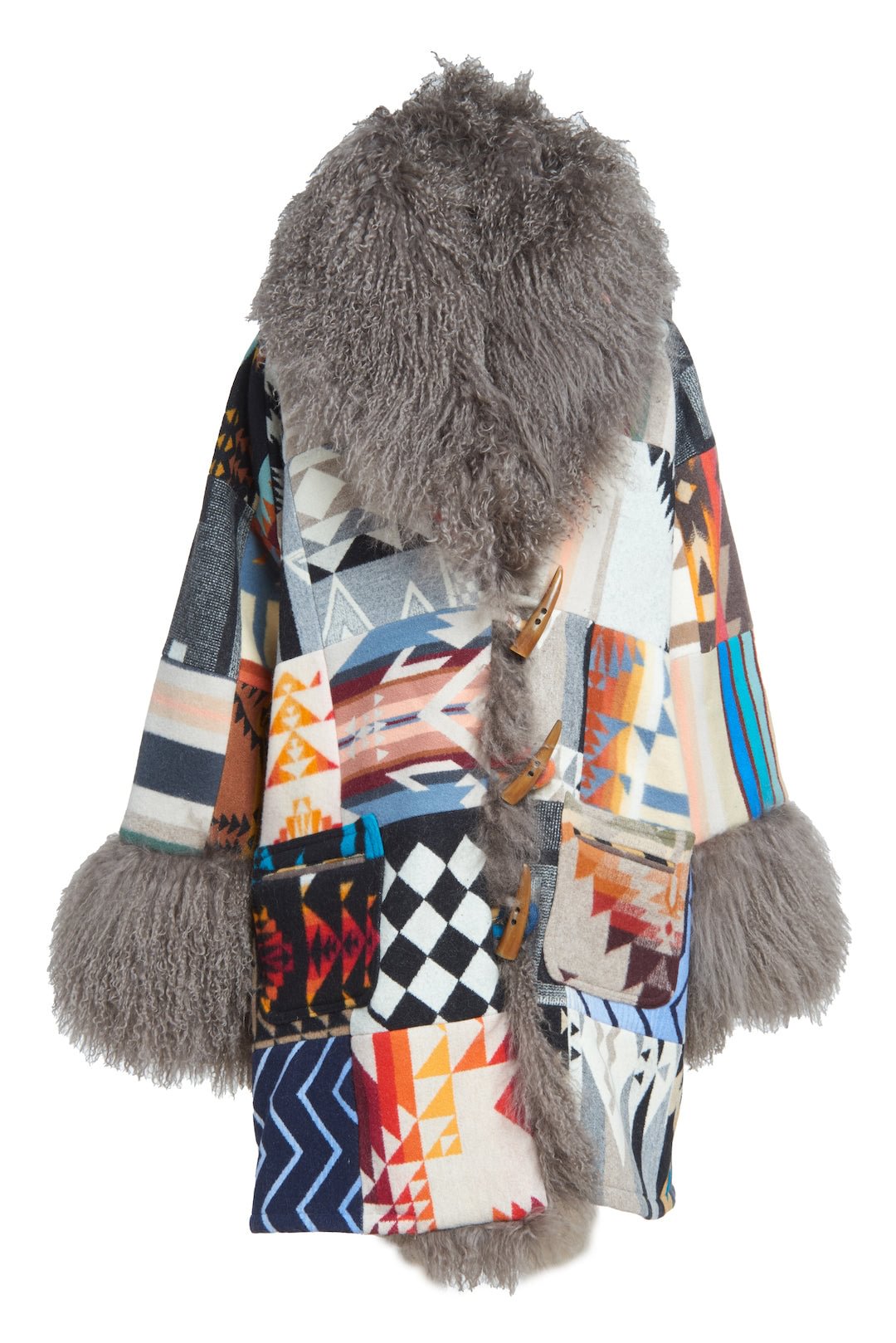 Patchwork Unisex Shearling Cloak