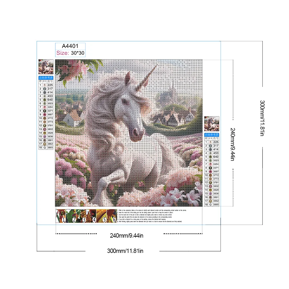 Full Round Diamond Painting 30*30cm - Garden Unicorn