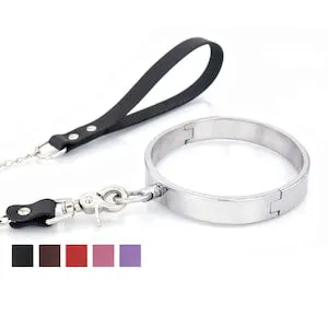 pornhint Pornhint Stainless Steel 1 Ring BDSM Slave Collar with Handcrafted Standard Leather - Lead Slave Fetish Leash for Bondage