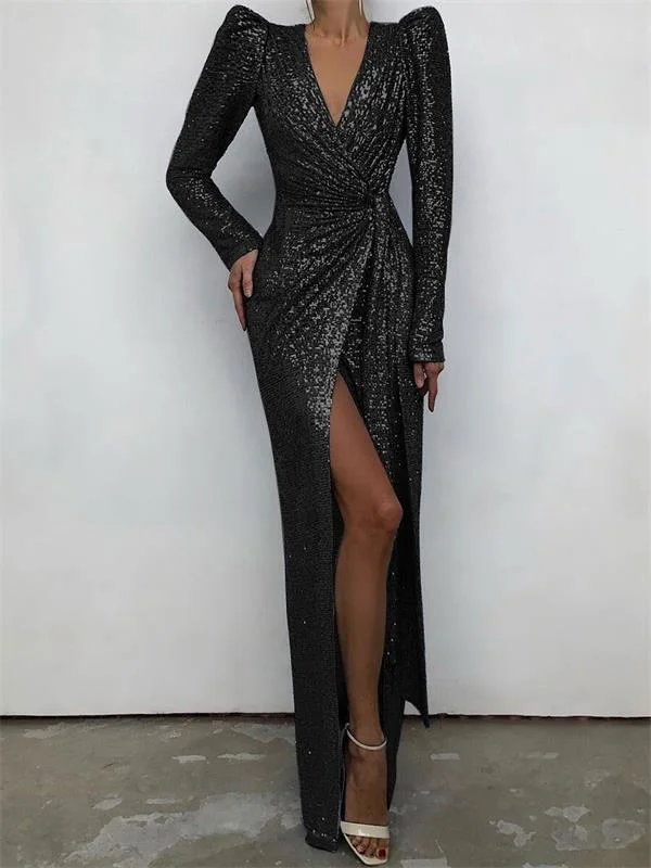 New Sexy Sequin Split Evening Dress