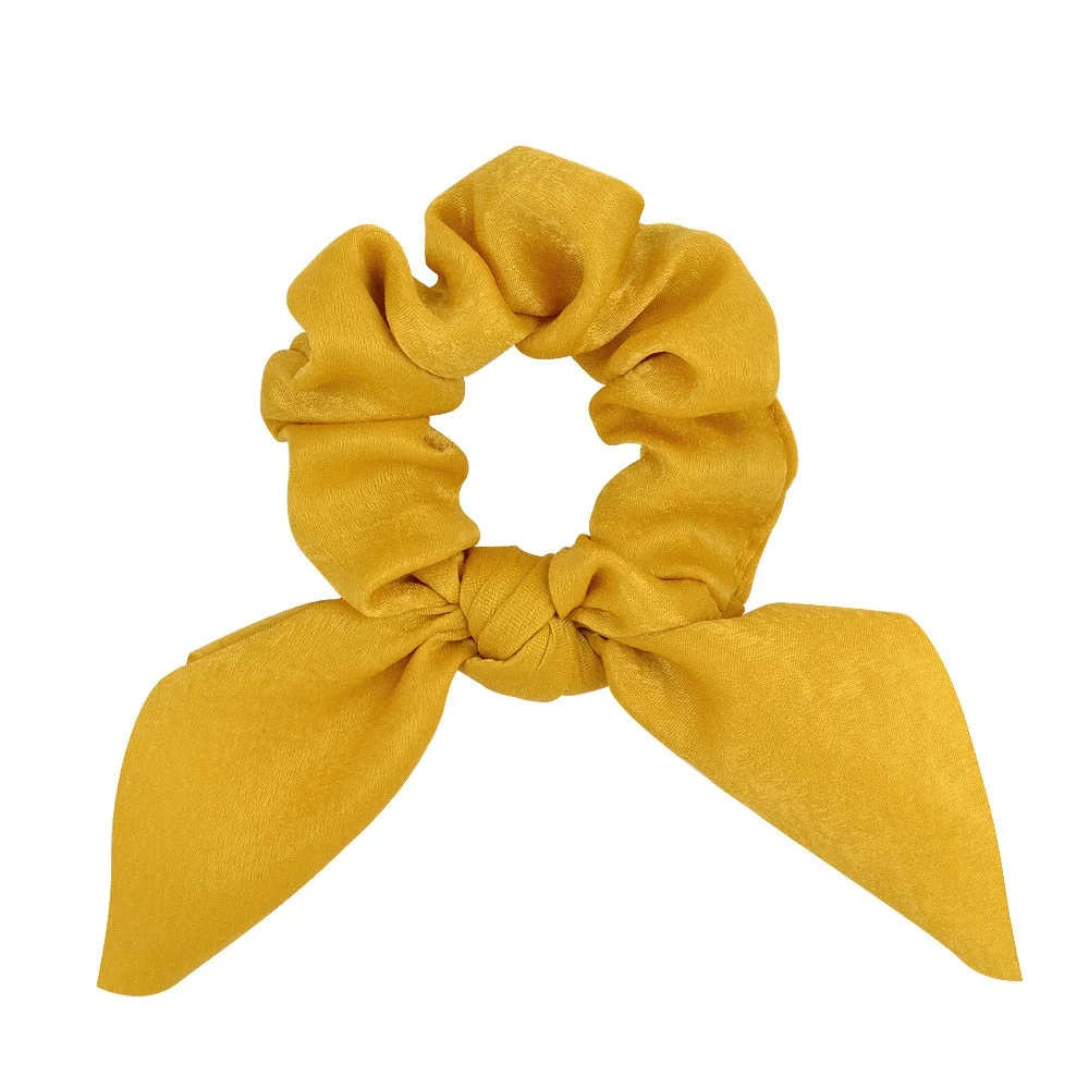 Candy Color Women Hair Scrunchie Bows Ponytail Holder Hairband Bow Knot Scrunchy Girls Hair Ties Hair Accessories