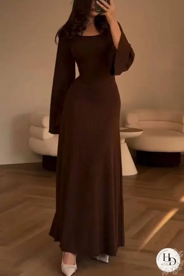 Elegant Tie-waist Knitted Dress