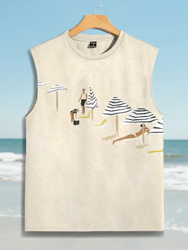 Men's Summer Beach Print Vacation Tank Top