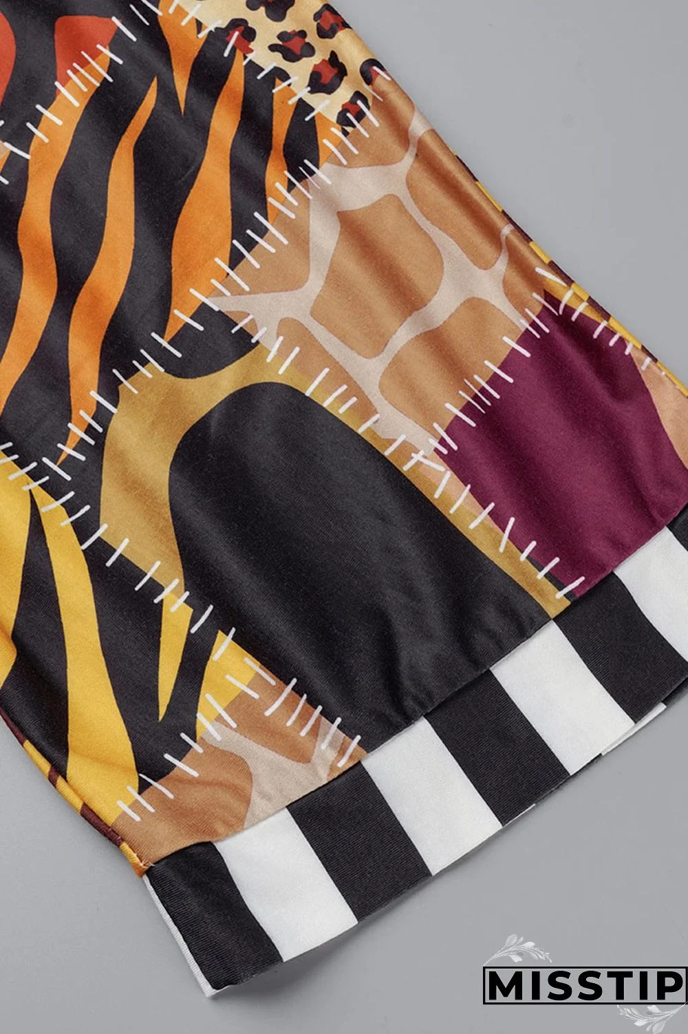 Dark Brown Fashion Street Print Patchwork Outerwear