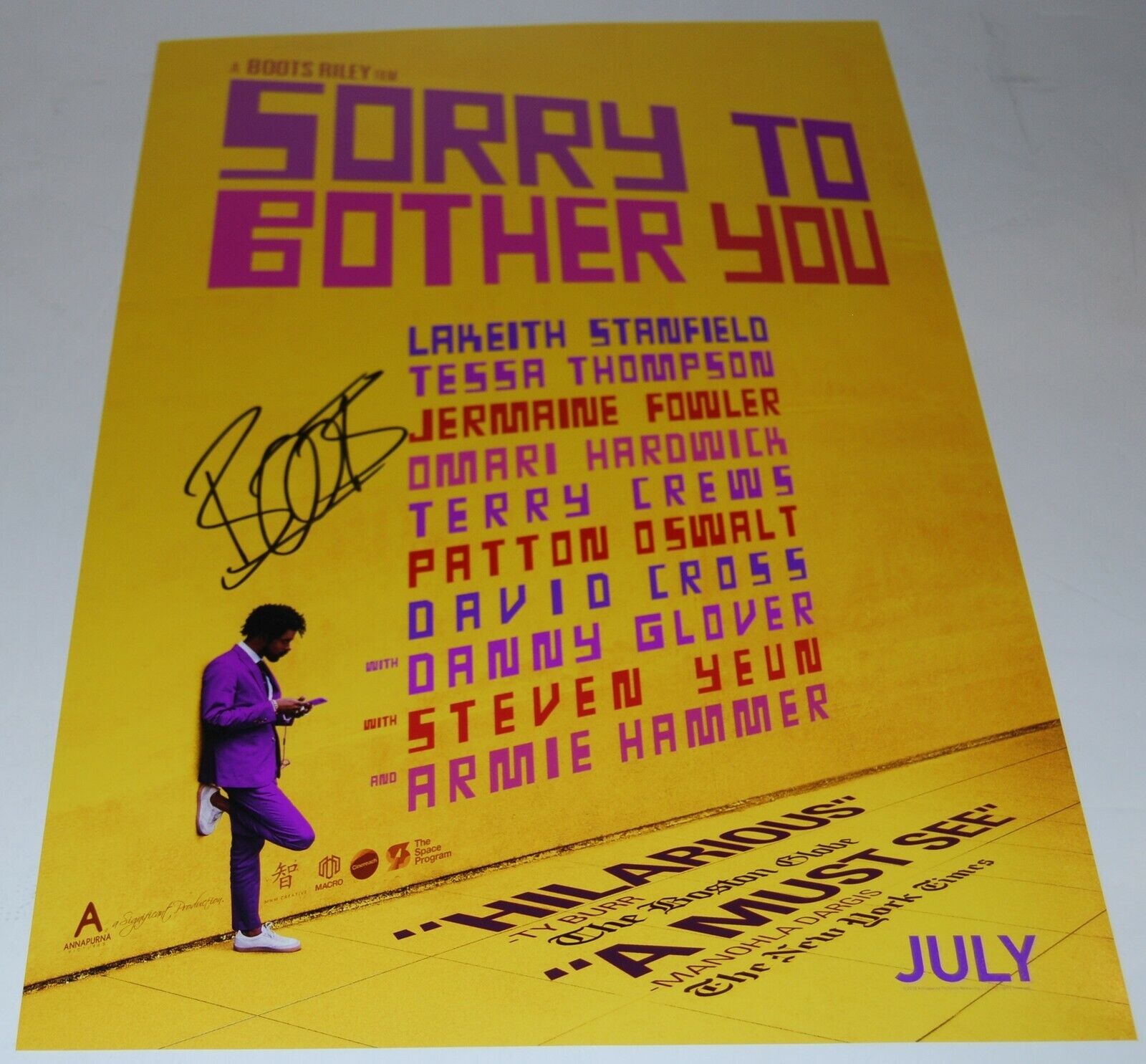 BOOTS RILEY signed (SORRY TO BOTHER YOU) 12X18 movie poster Photo Poster painting W/COA #1