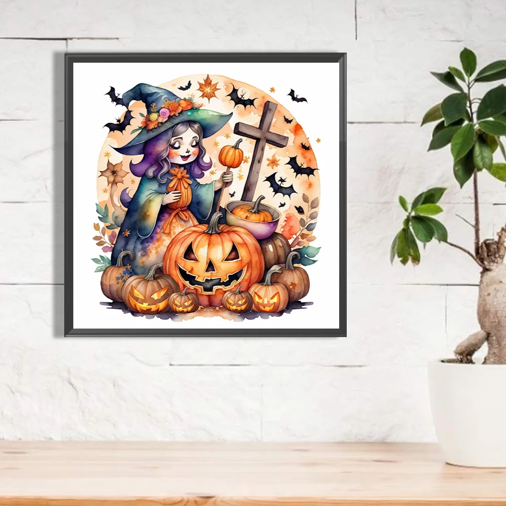 Diamond Painting - Full Round Drill - Witch Pumpkin(Canvas|40*40cm)