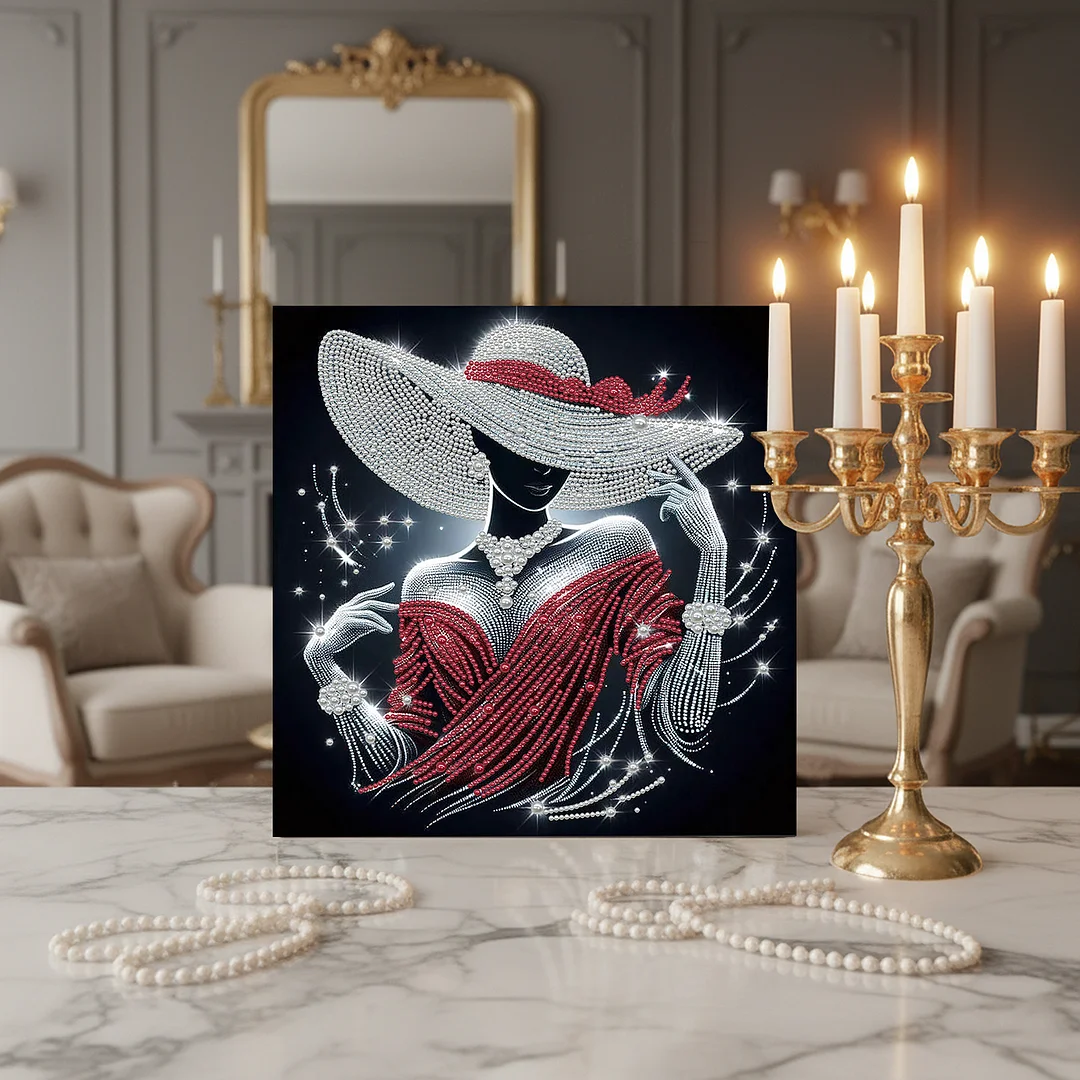 Elegant Lady - DIY Pearl Diamond Art Kit With Frame 30*30cm
