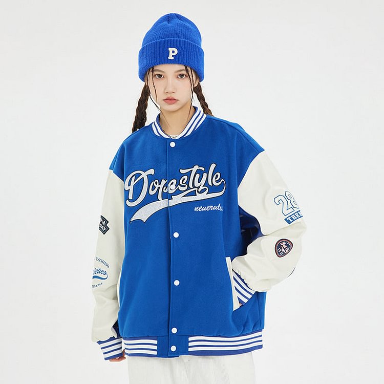 The Supermade Letter Embroidered Baseball Jacket