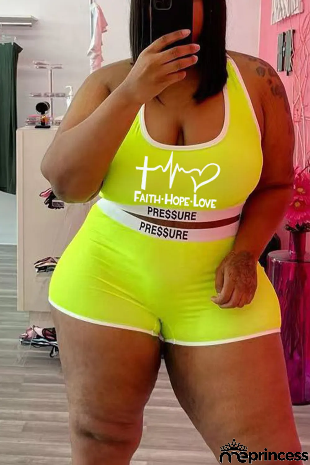 Black Casual Street Print Split Joint U Neck Plus Size Two Pieces