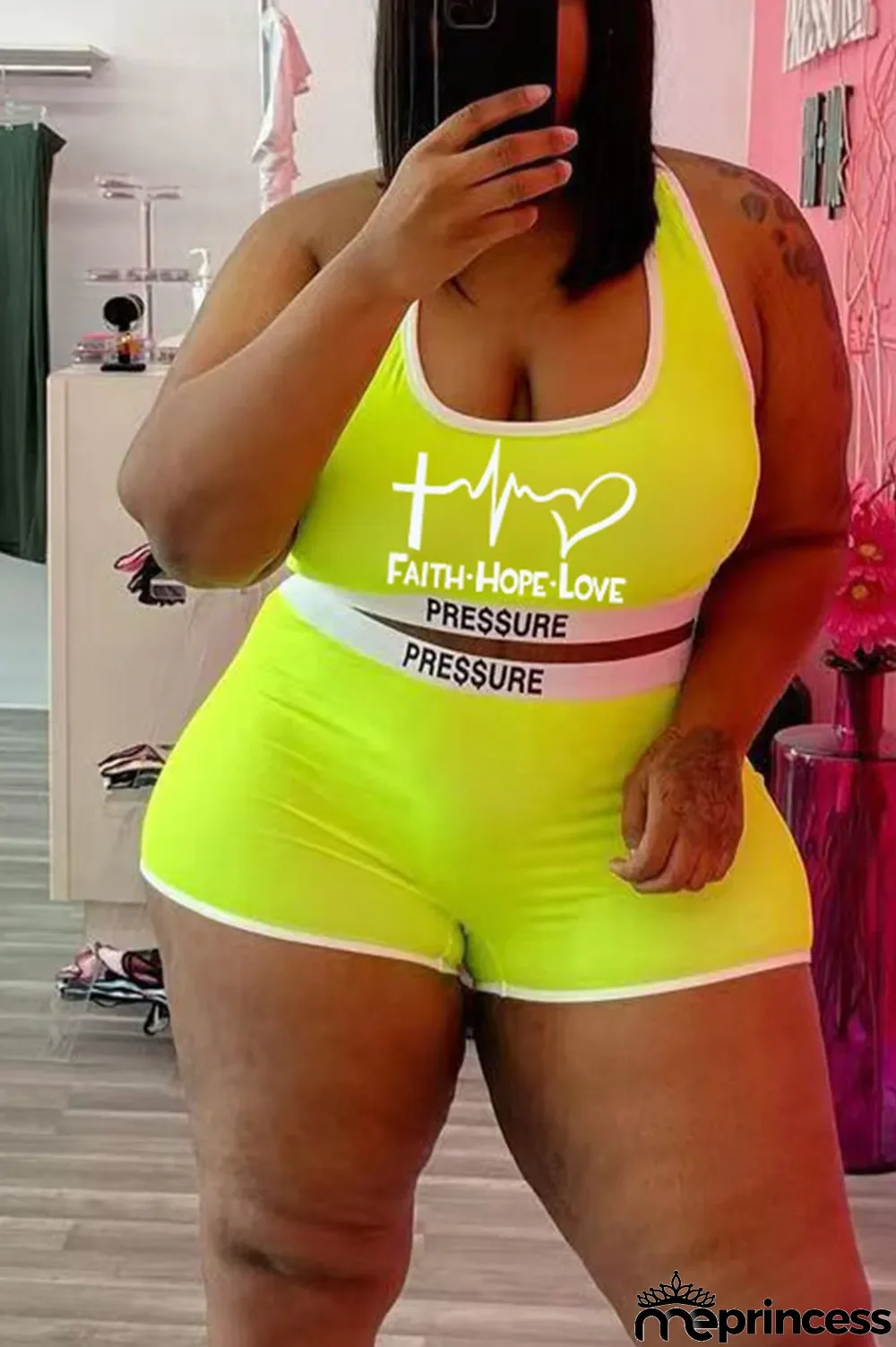 Black Casual Street Print Split Joint U Neck Plus Size Two Pieces