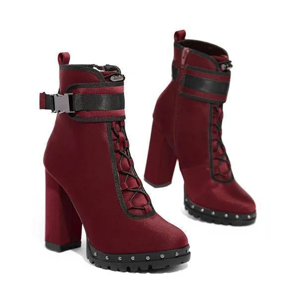 Wine Red High Heel Boots