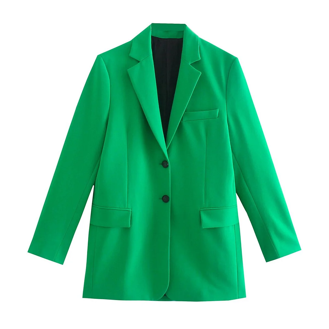 Willshela Women Fashion Green Blazer Long Sleeves Single breasted Elegant Office Lady Suit Casual Woman Blazer Suit veste femme
