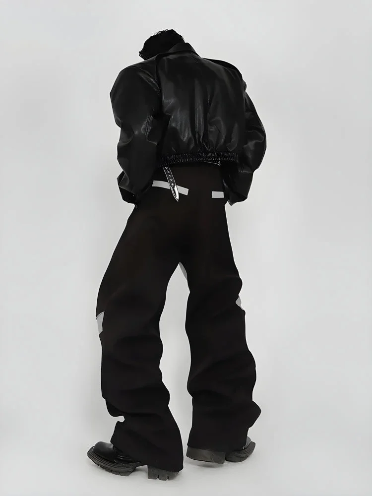 Brownm Patchwork Wide Leg Pants