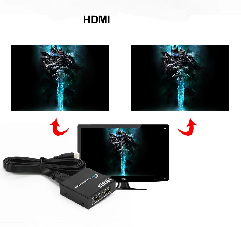 HDMI Splitter 1*2 4K*2K Black HDMI 1 To 2 Splitter Support Full HD 4K*2K 3D
