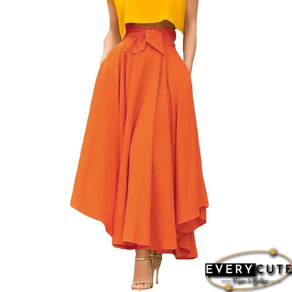 Women Solid Color Plus Size Big Swing Skirts