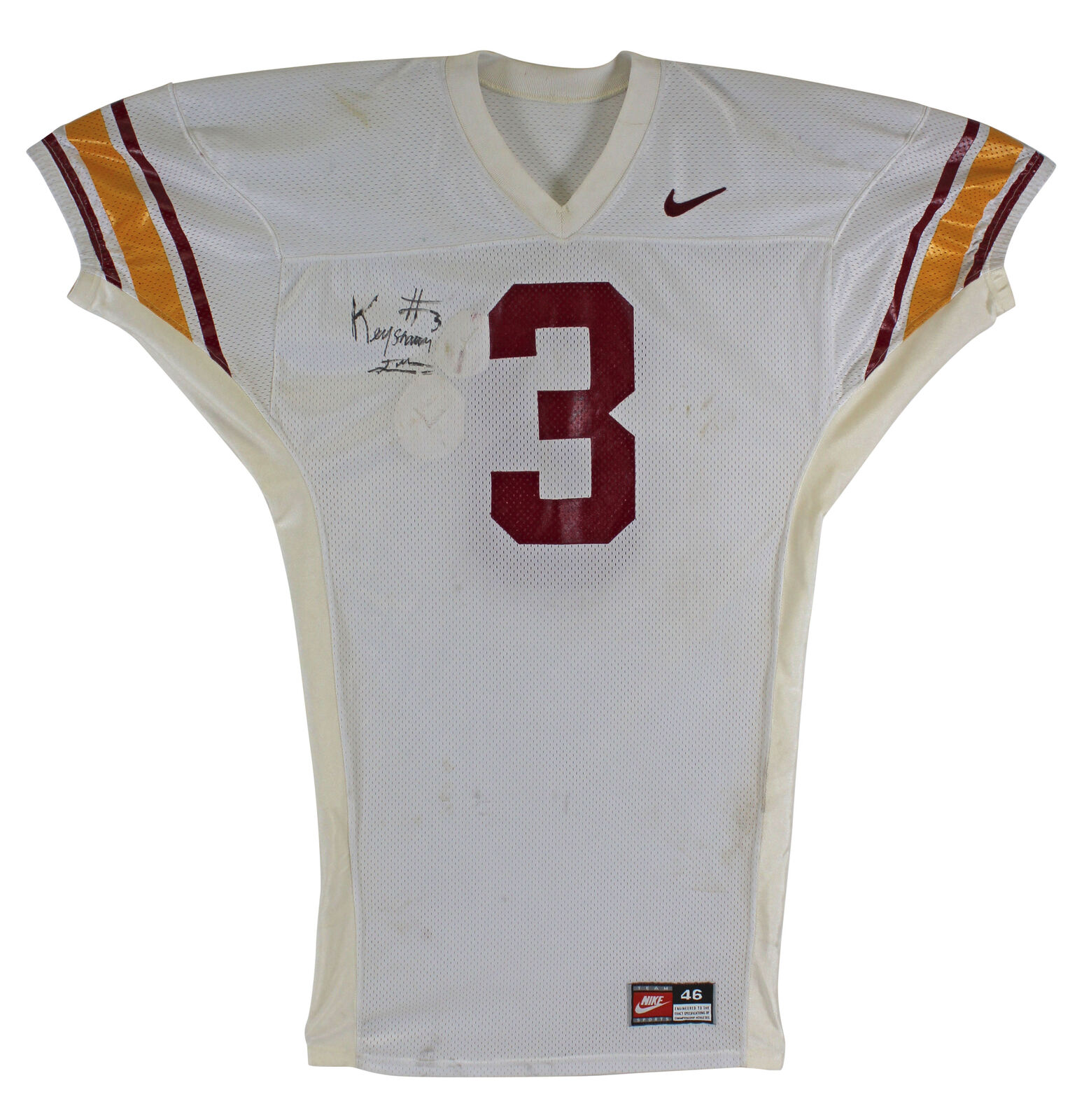 USC Keyshawn Johnson Signed Game Used White Nike Jersey BAS & Photo Poster painting Matched LOAs