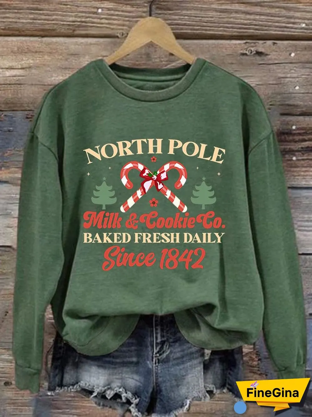 Women's North Pole Milk & Cookie Co Baked Fresh Daily Since 1842 Print Sweatshirt
