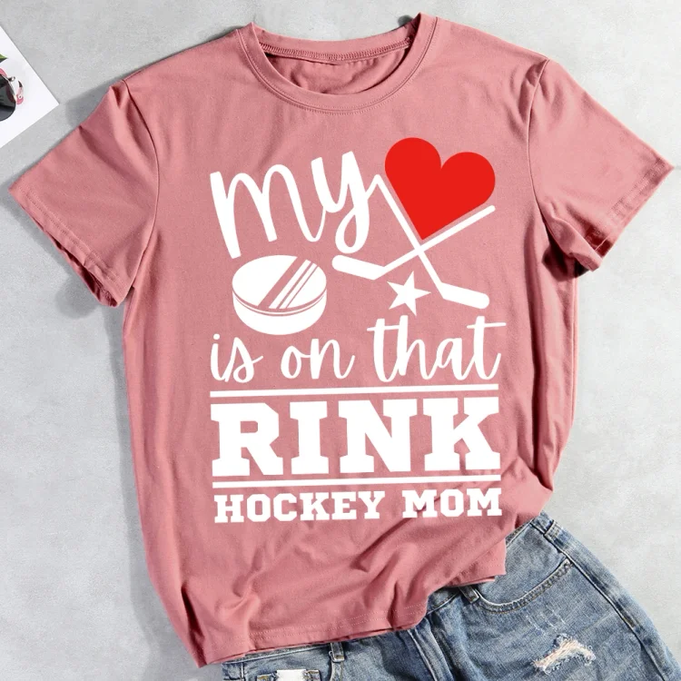 My Heart is on that Rink Hockey Mom  T-shirt Tee -012638-Annaletters