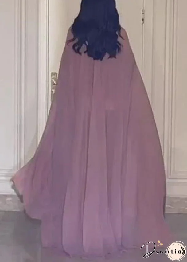 Novelty Pink Solid Patchwork Chiffon Two Pieces Set Fall