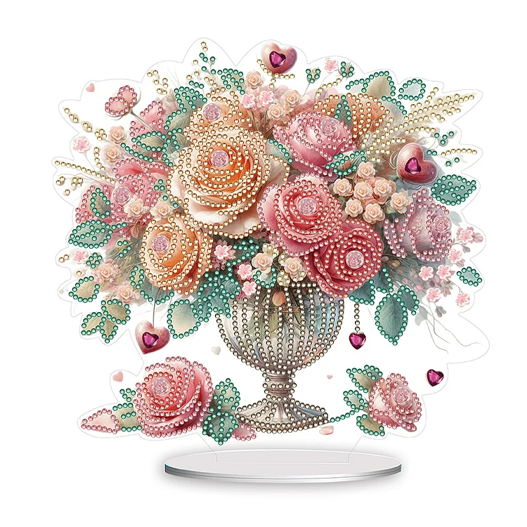 Acrylic Rose Vase Diamond Painting Desktop Decorations for Office Desktop Decor