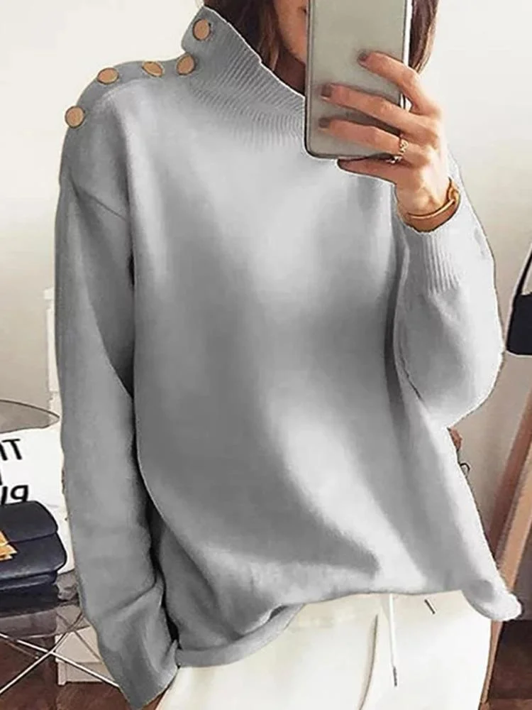 New Autumn Winter Solid Color Warm Sweater