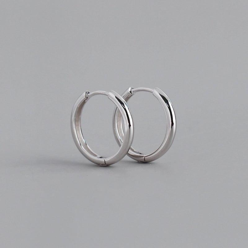 1 Pair 925 Sterling Silver Round Hoop Earrings