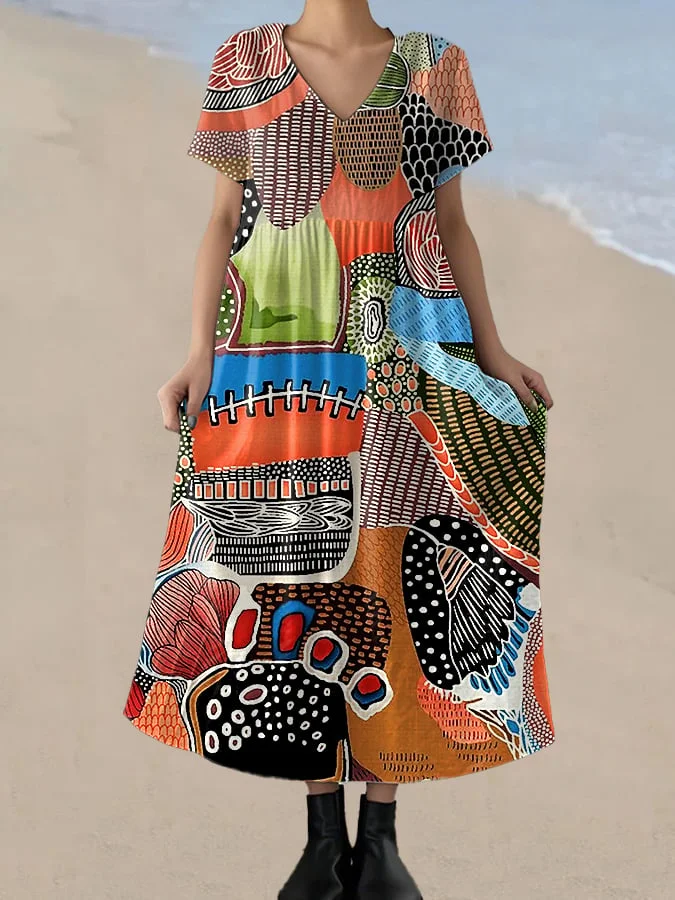 Women's Floral Print Casual Comfort Long Dress 