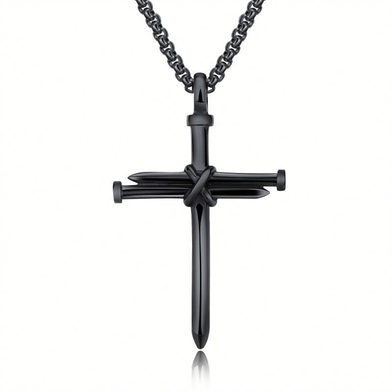 Vintage Style Punk Cross Alloy Plating Men's Pendant Necklace2