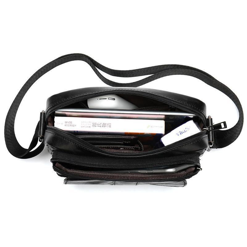Classic Men's Crossbody Bag Leather Casual Mini Shoulder Bag