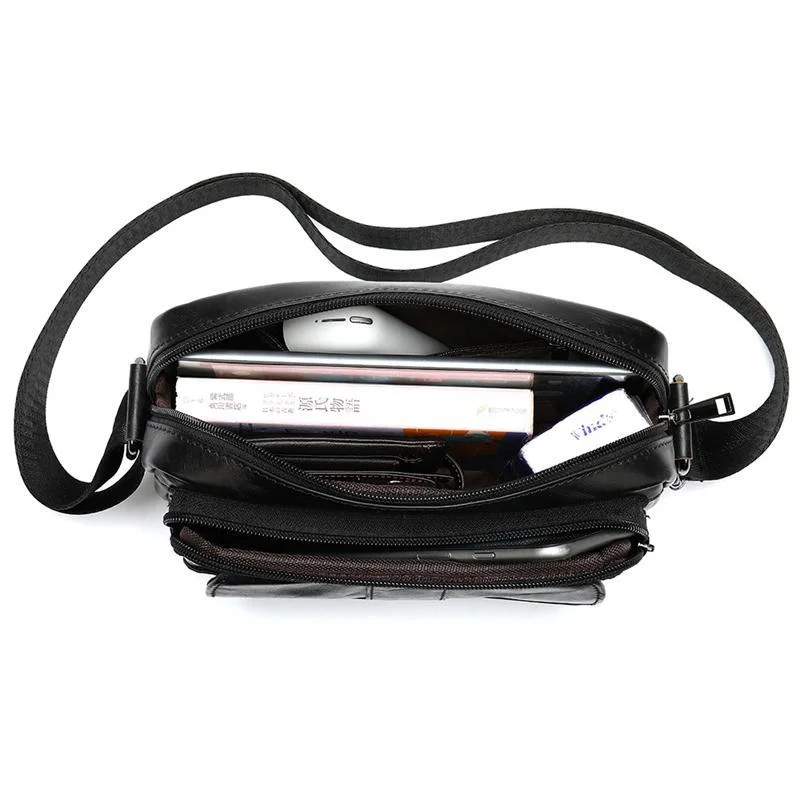 Classic Men's Crossbody Bag Leather Casual Mini Shoulder Bag