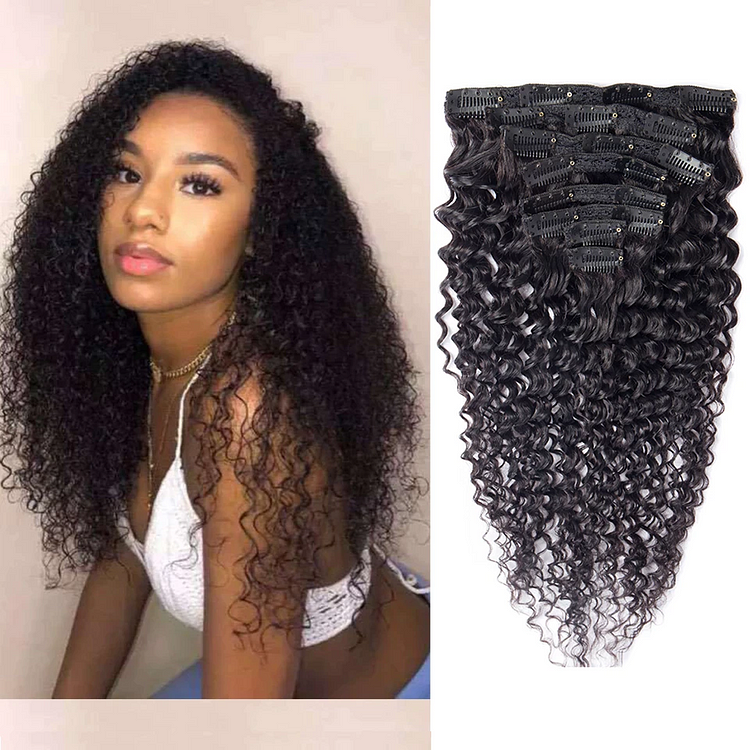 Curly Clip In Hair Extension Natural Black