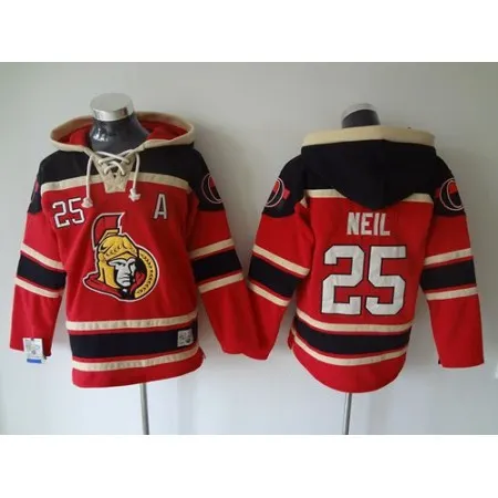 Senators #25 Chris Neil Red Sawyer Hooded Sweatshirt Stitched NHL Jersey
