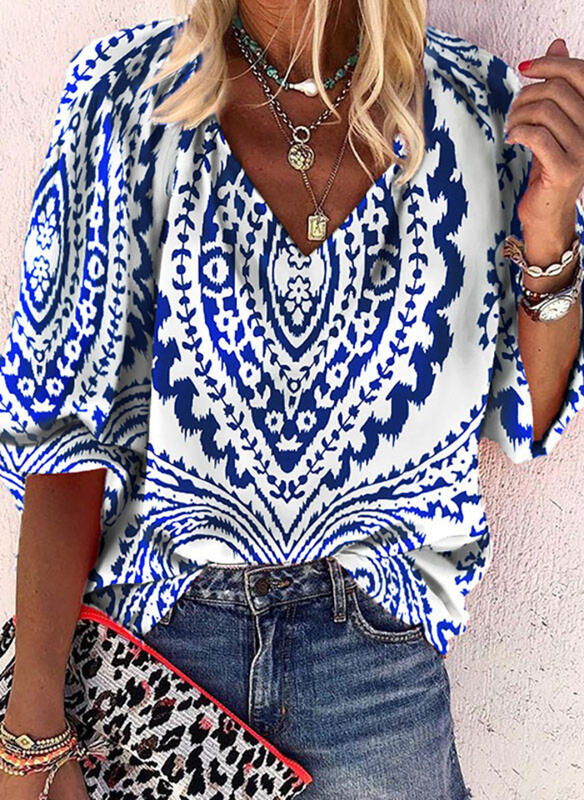 Half Sleeve V Neck Shift Tops