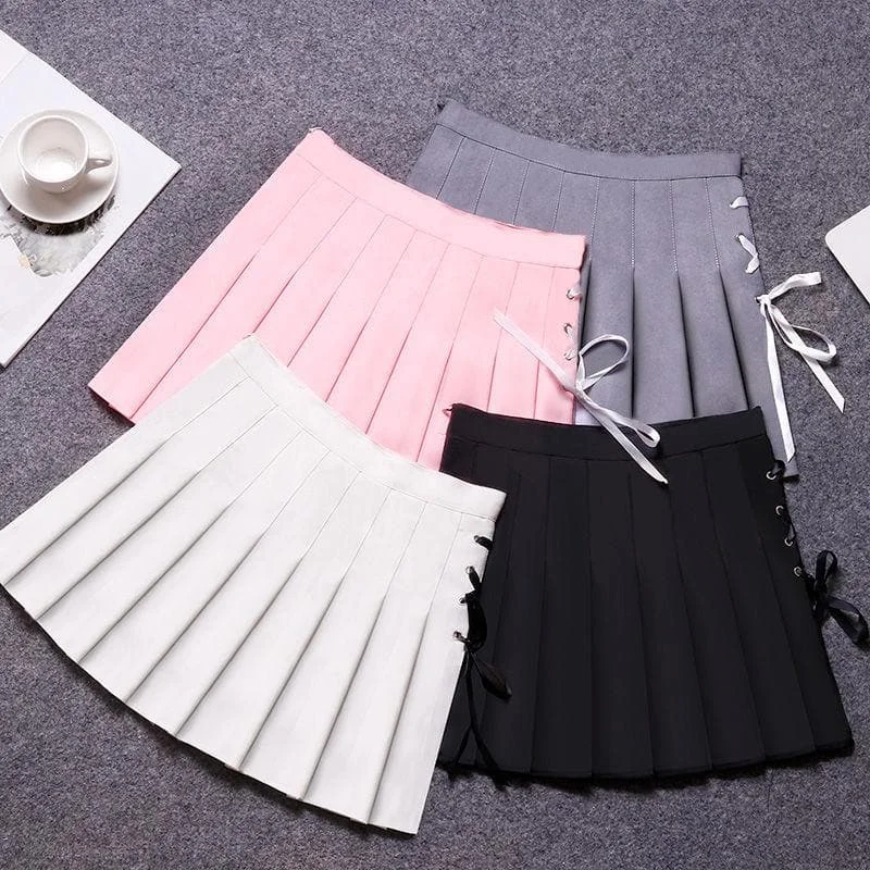 6 Colors Pastel Ribbon Pleated Skirt S12704