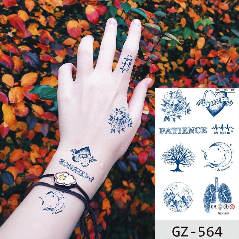 Temporary Tattoo Sticker Skull Wing Flower Cross Juice Ink Lasting Girl Women Chest Neck Hand Finger Fake Small Tatoo Hot Sale