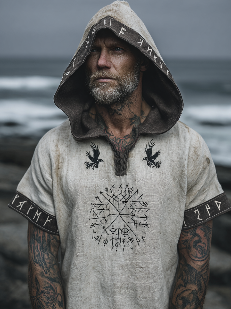Men's Viking Vintage Short Sleeve Hoodie / Rvogue / Rvogue