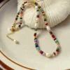 Colorful Nature Stone Beads Pearl Bracelet Necklace