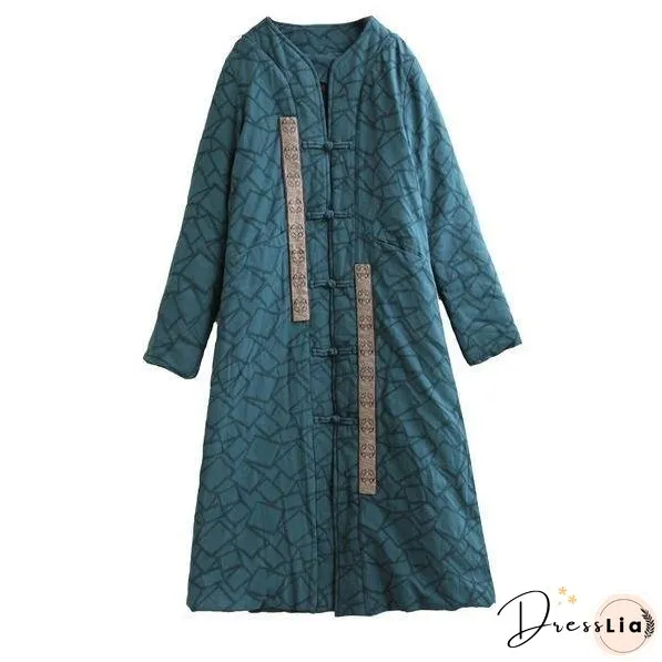 Winter New Button Warm Stand Long Sleeve Women Parkas Patchwork Coats