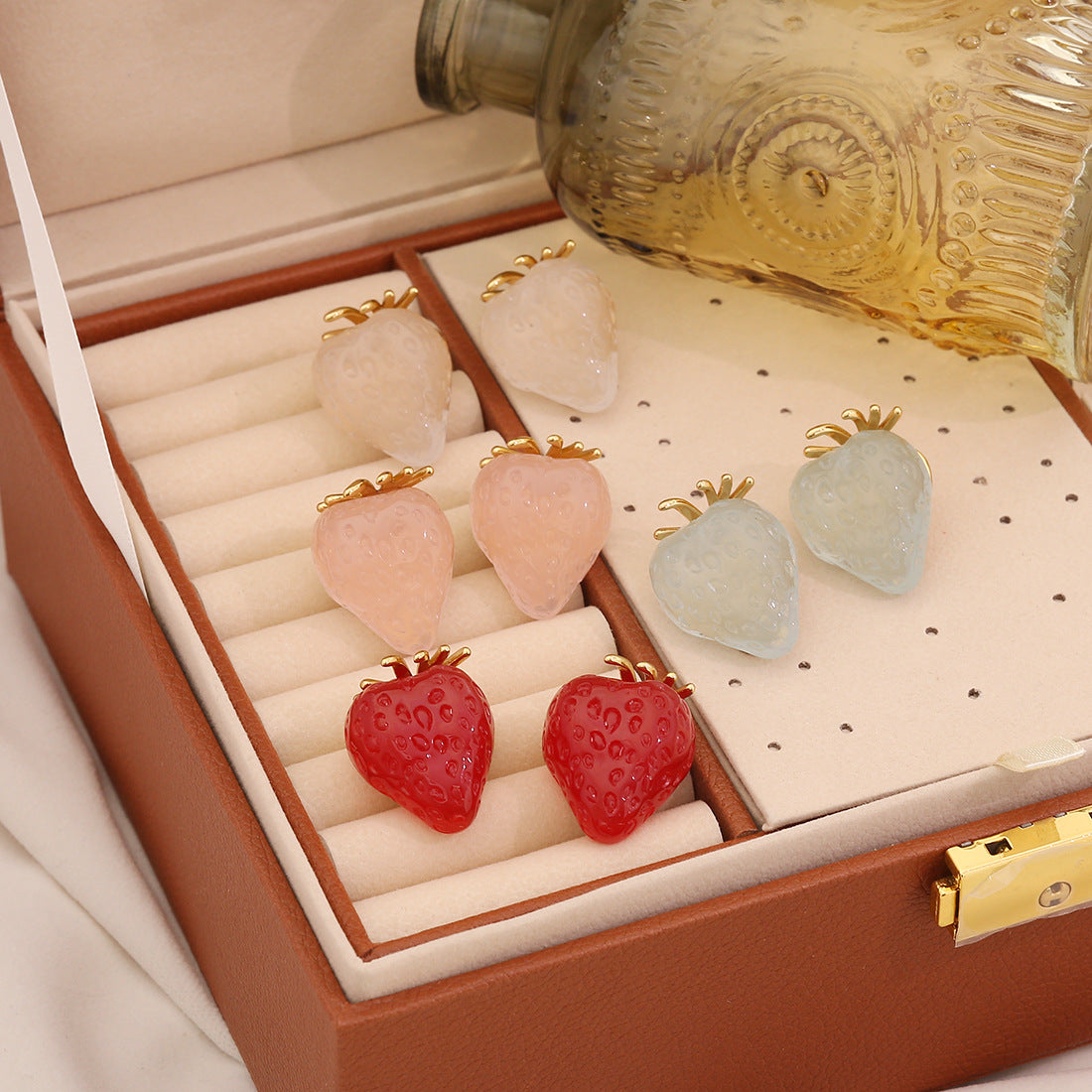 Cute Strawberry Earrings Fashionable All-Match Earrings Stainless Steel Earrings E608