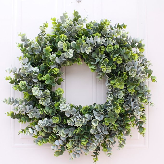 Eucalyptus Wreath,Spring Wreath for Front Door with Green Leaves,Artificial Wrea 