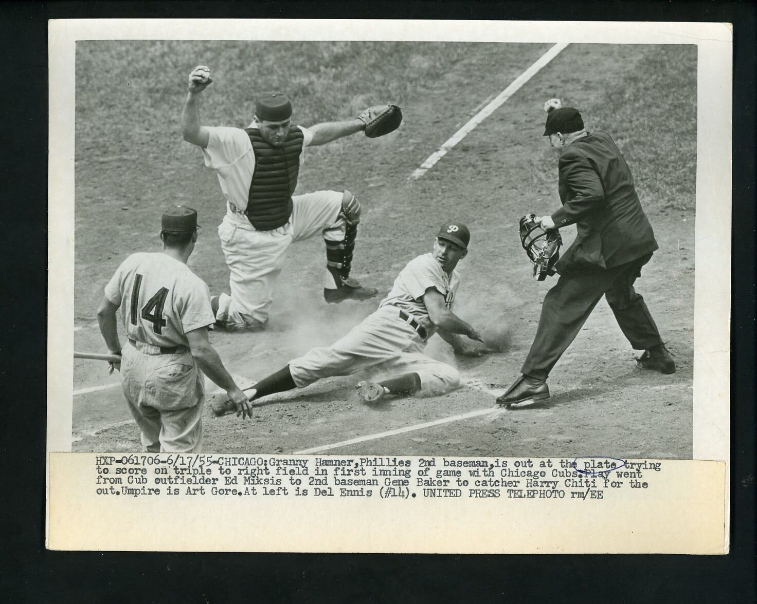 Granny Hamner & Harry Chiti 1955 Press Photo Poster painting Chicago Cubs Philadelphia Phillies