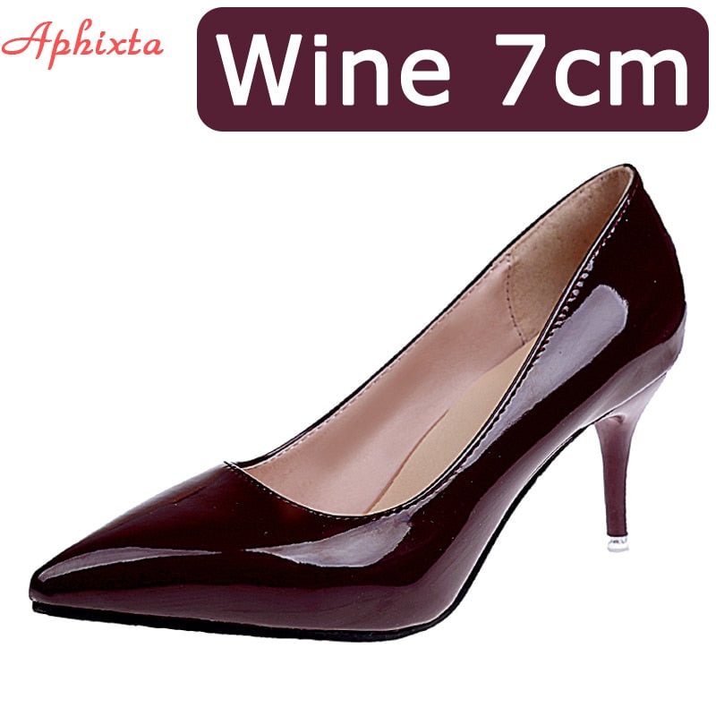 Aphixta 7cm Thin Heels Pumps Women Stiletto-heel Dress Women Shoes Wedding Official Leisure Shoes Plus Big Size 49 50